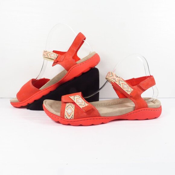 Clarks Collection Adjustable Suede Sandals Amanda Sprint Coral Pink Women's 10 W - Picture 2 of 12
